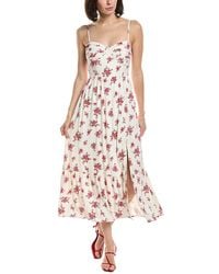 Astr - Pleated Bust Linen-Blend Maxi Dress - Lyst