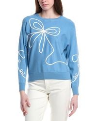 Tahari - Jersey Flower Embroidered Top - Lyst