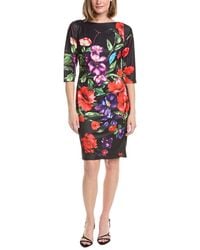 Rene Ruiz - 3/4 Sleeve Bodycon Floral Sheath Dress - Lyst