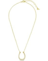 Sterling Forever - 14k Plated Horseshoe Pendant Necklace - Lyst