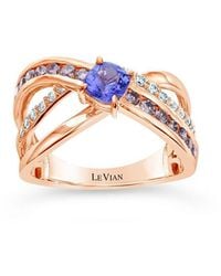 Le Vian - Blueberry Tanzanite® Gladiator 14k Rose Gold 1.17 Ct. Tw. Diamond & Tanzanite Ring - Lyst