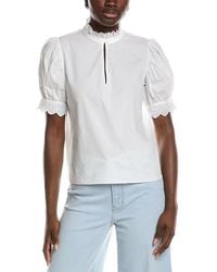 FRAME - The Eyelet Inset Blouse - Lyst