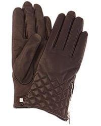 Bruno Magli Diamond Quilted Cashmere-lined Leather Gloves - Brown