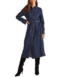 Bella Dahl - Western Yoke Linen-Blend Midi Dress - Lyst