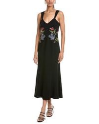 Cinq À Sept - Floral Mixed Media Andre Midi Dress - Lyst