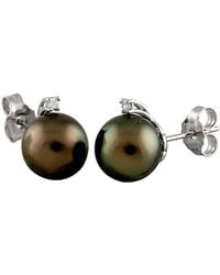 Masako Pearls - Splendid Pearls 14k Diamond & 10-10.5mm Tahitian Pearl Earrings - Lyst