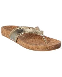 Jack Rogers | Shoes | Jack Rogers New Thelma Comfort Leather Flip Flops Platinum Gold 6 | Poshmark
