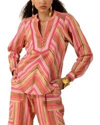 Hale Bob - Karla Long Sleeve Linen Top - Lyst