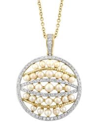 Effy Fine Jewelry - 14K 0.33 Ct. Tw. Diamond & 2,2.3,2.5,3Mm Pearl Necklace - Lyst