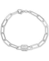 Glaze Jewelry - Rhodium Plated Cz Link Bracelet - Lyst