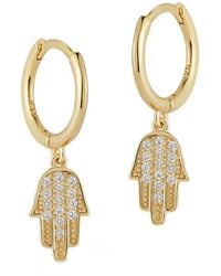 Glaze Jewelry - Silver Cz Hamsa Huggie Earrings - Lyst