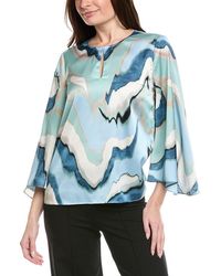 Anne Klein - Keyhole Front Satin Blouse - Lyst