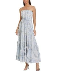 Mac Duggal - Floral Cotton Ruffle Strapless Gown - Lyst