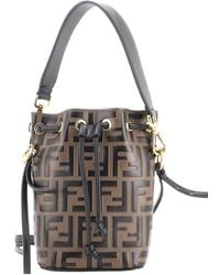 Fendi - Zucca Embossed Leather Mon Tresor Bucket Bag Mini (Authentic Pre- Loved) - Lyst