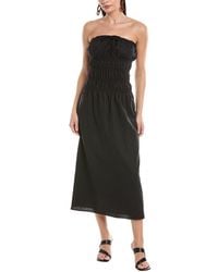 Onia - Air Smocked Linen-Blend Midi Dress - Lyst