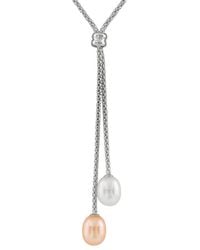 Splendid - Rhodium Plated 7-8mm Pearl Necklace - Lyst