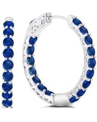 MaxColor - 4.00 Ct. Tw. Lab-Grown Sapphire Hoop Earrings - Lyst