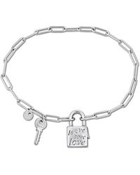 Italian Silver - Lock & Key Bracelet - Lyst