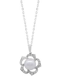 Ethos Creations - Brilliant Bloom 14K 0.25 Ct. Tw. Lab-Grown Diamond & 8Mm Pearl Pendant - Lyst