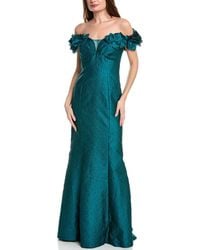 Teri Jon - Metallic Jacquard Gown - Lyst