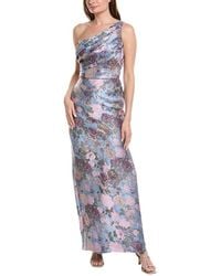 Rene Ruiz - One-Shoulder Floral Fil Coupe Column Gown - Lyst
