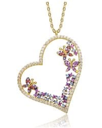 Rachel Glauber - 14k Plated Cz Heart Necklace - Lyst