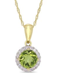 Rina Limor - 10K 1.00 Ct. Tw. Diamond & Peridot Halo Necklace - Lyst