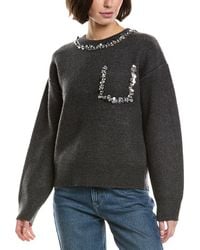 Endless Rose - Relaxed Jewel-Trim Wool-Blend Sweater - Lyst