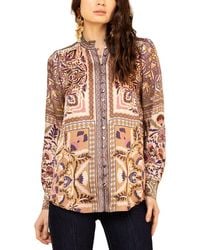 Hale Bob - Long Sleeve Etta Woven Silk Blouse - Lyst
