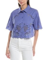 NVLT - Eyelet Poplin Camp Shirt - Lyst