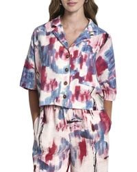 DKNY - Buttoned Linen Shirt - Lyst