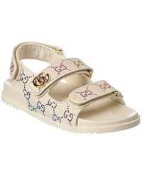 Gucci - Double G Crystal Canvas Sandal - Lyst