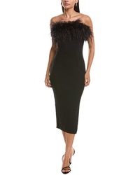 MILLY - Robena Feather Embellished Ribbed Midi Dress - Lyst