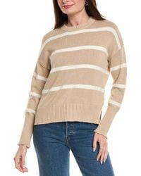 Hannah Rose - Drop Shoulder Stripe Crewneck Cashmere-Blend Sweater - Lyst