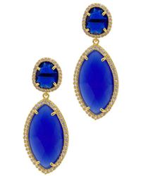 Adornia 14k Plated Halo Earrings - Blue
