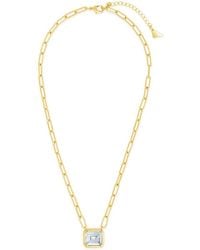 Sterling Forever - 14K Plated Cz Camille Bezel Necklace - Lyst