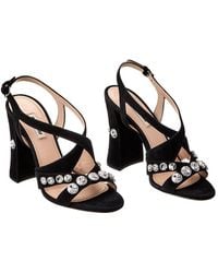 Miu Miu - Crystal Suede Sandal (Authentic Pre-Owned) - Lyst