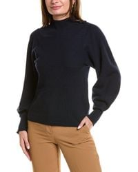 Rebecca Taylor Pointelle Crew Neck Pullover Sweater in Blue | Lyst