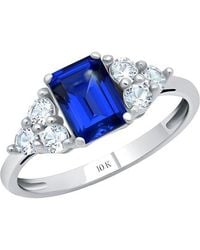 MaxColor - 10K 1.00 Ct. Tw. Lab-Grown Sapphire Halo Ring - Lyst