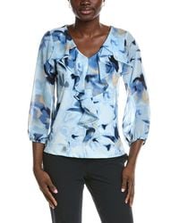Anne Klein - Cascade Ruffle Front Top - Lyst