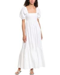 Ganni - Poplin Smocked Maxi Dress - Lyst
