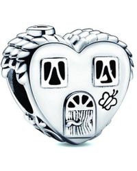PANDORA - Moments Silver Heart House Happy Place Charm - Lyst