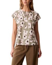 Calvin Klein - Printed Matte Satin Sheath Top - Lyst