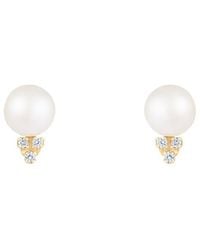 Splendid - 14k 0.06 Ct. Tw. Diamond 6-6.5mm Pearl Earrings - Lyst