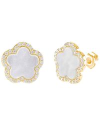 Gabi Rielle - Rise Above The Crowd Collection 14k Over Silver .5in Pearl Cz Flower Studs - Lyst