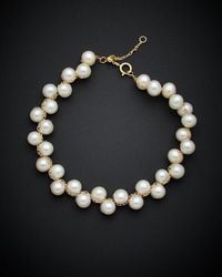 Italian Gold - 18K Pearl Bangle Bracelet - Lyst