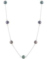Splendid - Rhodium Plated Silver 7-8mm Freshwater Pearl Necklace - Lyst