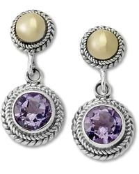 Samuel B. - 18K & 0.65 Ct. Tw. Amethyst Basketweave Earrings - Lyst