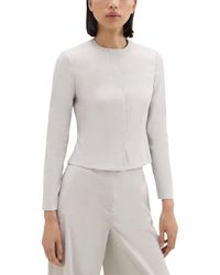 Theory - Crop Peplum Linen-Blend Jacket - Lyst