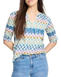 NIC+ZOE - Painted Blocks Ruched Sleeve T-Shirt - Lyst